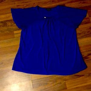 Royal Blue Blouse with Gold Detail